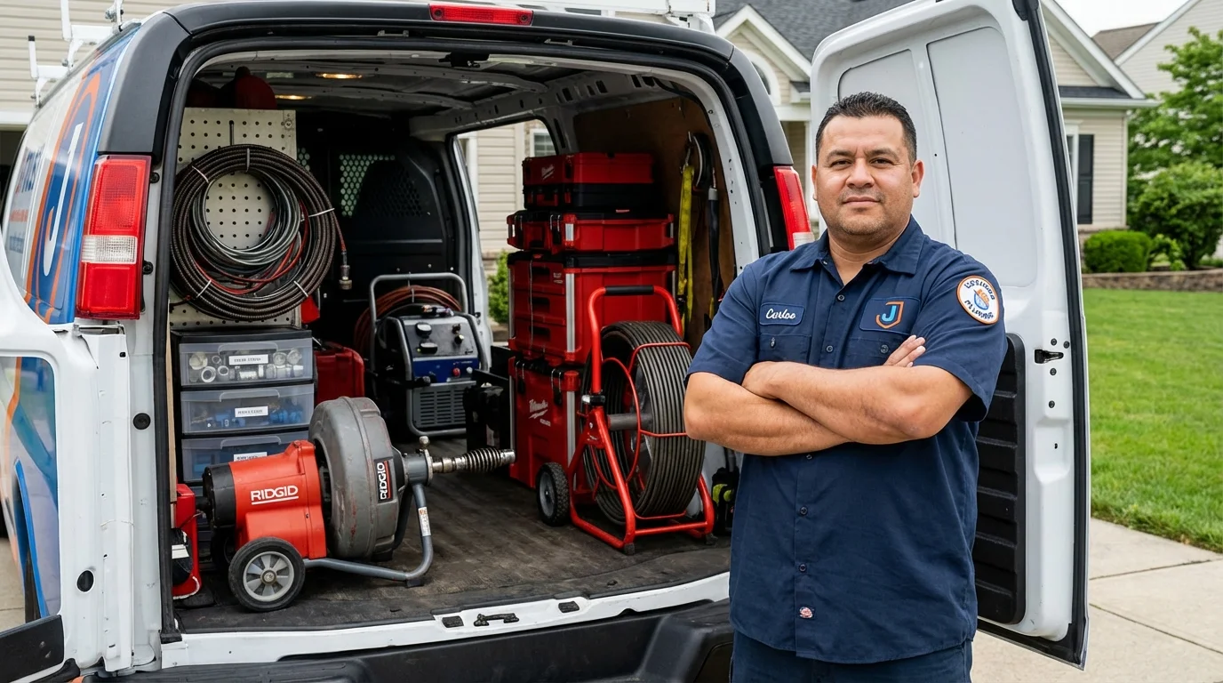 Professional drain cleaning equipment and Johns Plumbing LLC plumber in Winterset