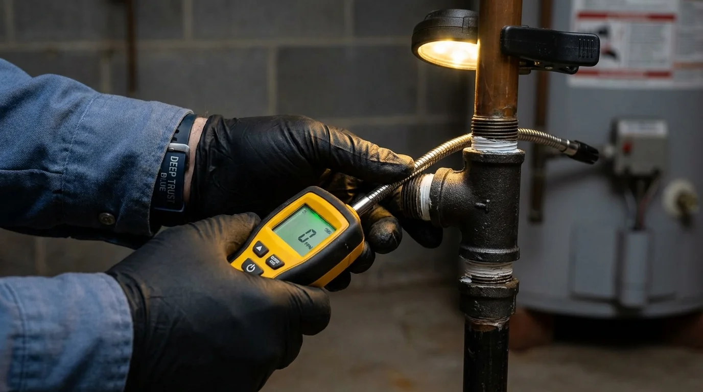 Gas leak detection with electronic sniffer by Johns Plumbing LLC in Winterset
