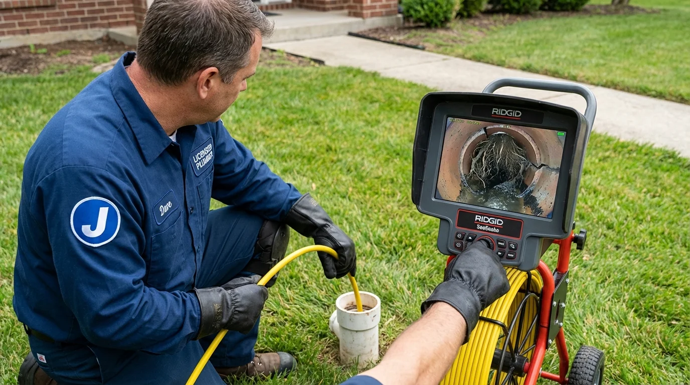 Sewer camera inspection being performed by Johns Plumbing LLC in Winterset